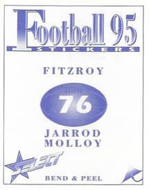 1995 Select AFL Stickers #76 Jarrod Molloy Back